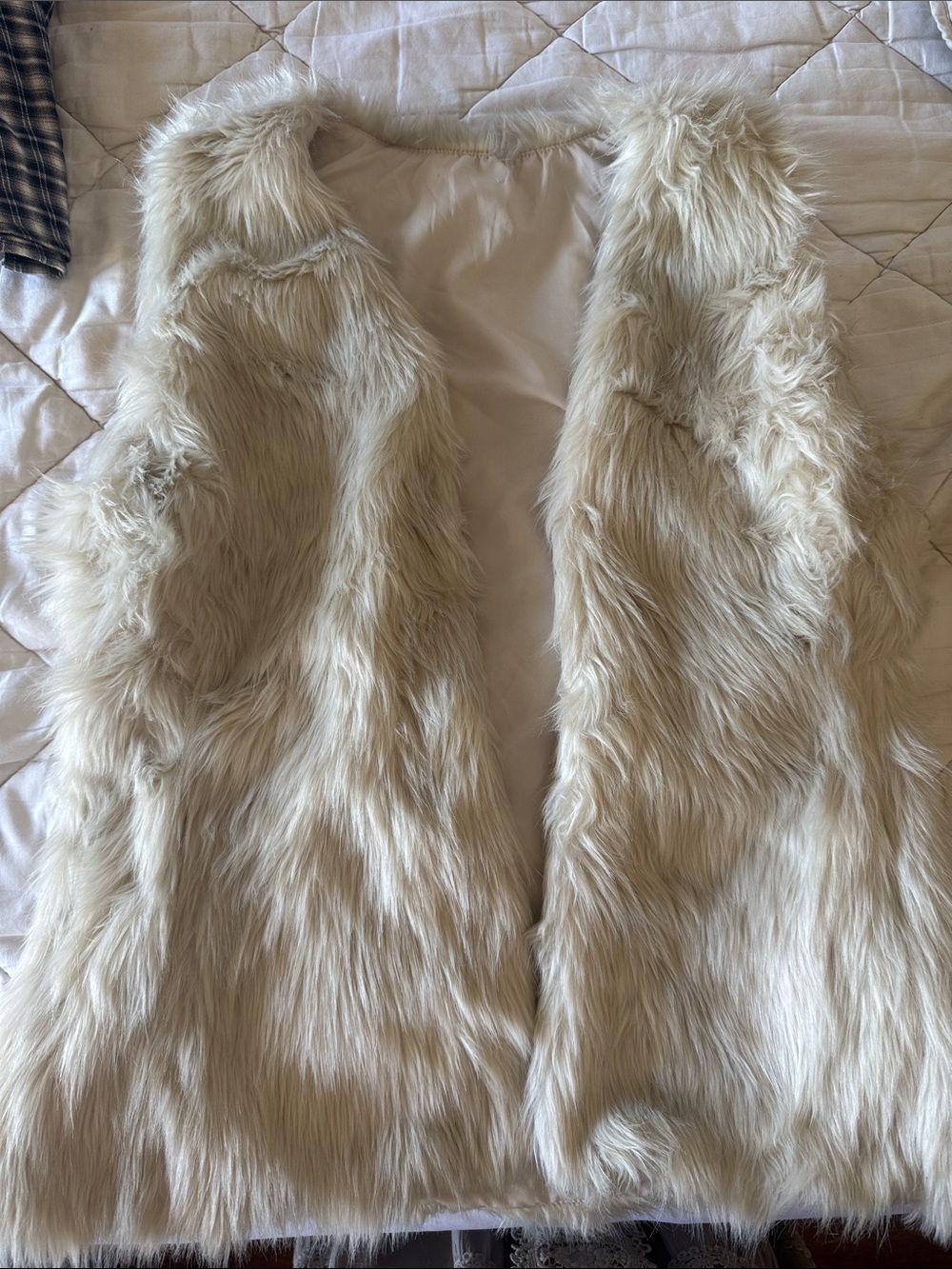 Cream Faux Fur Sleeveless Vest for Women